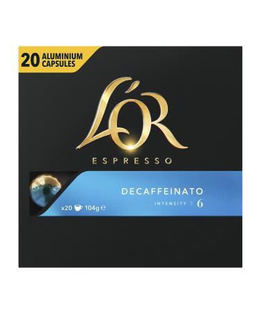 L'Or Espresso Caf Decaffeinato - Intensity 6 - 20 Aluminum Capsules Compatible with Nespresso * Machines