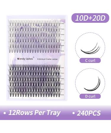 240PCS D Curl Cluster Lashes Extension 10D/20D MIX 12-16mm DIY Eyelashes Extensions - Buy Online on GoSupps.com