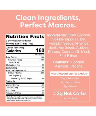 Kiss My Keto Granola Coconut Almond Pecan 9.5 oz - Low Carb Keto Snack - Buy Online on GoSupps.com