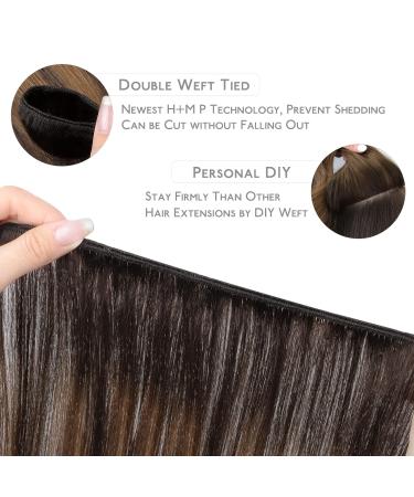 Shop 35cm 80g Balayage Real Hair Extensions - Dark Brown to Chestnut Brown Sew-In Wefts - Buy Online on GoSupps.com