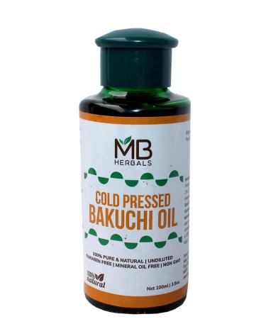 MB Herbals Bakuchi Oil 100ml (3.5 fl.oz) - 100% Pure Psoralea corylifolia Oil | Cold Pressed for External Use | Babchi Oil for Skin & Hair | Dilute Before Use - Buy Online on GoSupps.com