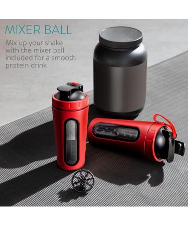 Navaris Stainless Steel Protein Shaker Bottle 750ml - Fitness Cup for Protein Shake - Sport Drinking Bottle for Training - Red (1 Pack) - Buy Online on GoSupps.com