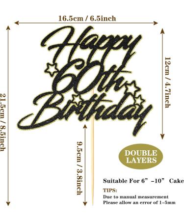 Sotpot Black Gold Glitter 60th Birthday Cake Topper Double Layers 60th Cake Topper for Woman Man 60th Birthday Party Cake Decoration Supplies - Buy Online on GoSupps.com