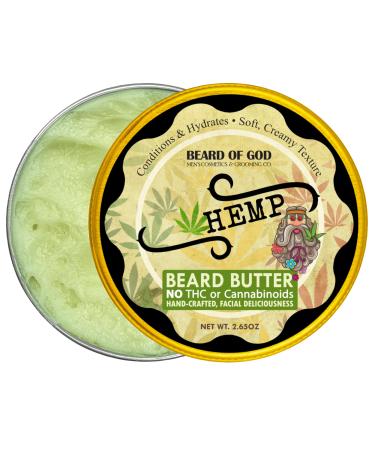 Beard of God HEMP - Thick-Whipped Beard Butter Natural & Organic Helps with Psoriasis Eczema Acne & Dry Skin. Handcrafted in USA