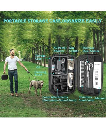 Ceenwes Rechargeable Pet Clippers with Storage Case | Low Noise Professional Dog Grooming Tool | Cordless Trimmer with Comb Guides and Scissors for Dogs, Cats & More | Gold - Buy Online on GoSupps.com