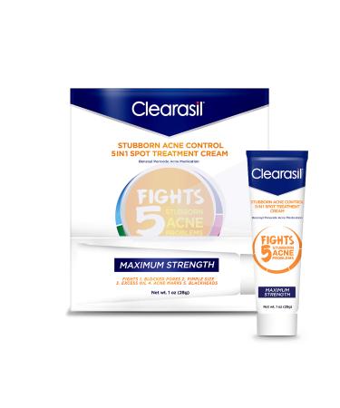 Clearasil Stubborn Acne Control 5 in 1 Spot Treatment Cream - 1 oz.