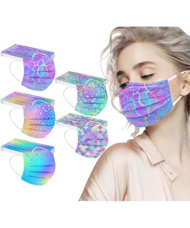 Goddess Accent 50PCS Disposable Face_Mask Cute Floral Tie Dye Printed Protection for Adults Women - Buy Online on GoSupps.com