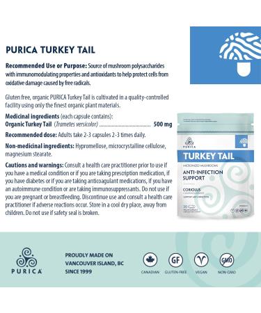 PURICA - Turkey Tail 30 Capsules - Buy Online on GoSupps.com