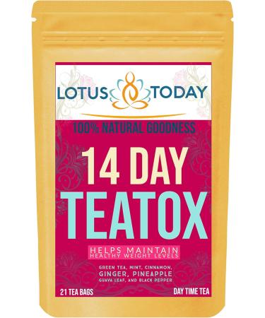  lotustoday Tea ox 14 Days - Detox Tea with Green Tea Cinnamon & Ginger - 21 Tea Bags (63 Tea Bags) - Buy Online on GoSupps.com