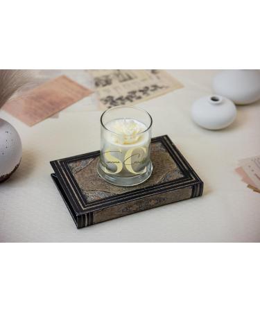 100% Natural Soy Wax Candle with Decorative Rose - Gender Reveal Birthday & Wedding Gift | Beige & White Petal Cashmere - Buy Online on GoSupps.com