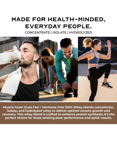 Muscle Feast 100% Grass Fed Whey Protein Powder All Natural Hormone Free Paure Raised Whey Protein Powder for Women & Men- Whey Concentrate Isolate & Hydrolyzed Protein Powder Blend - Chocolate 5lb Chocolate 5 Pound - Buy Online on GoSupps.com
