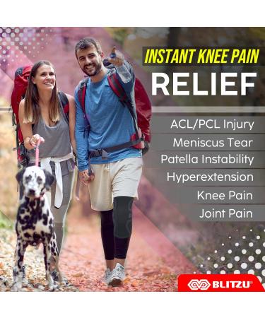 BLITZU Knee Braces for Men & Women - 2 Pack Compression Sleeves for Knee Pain Relief - Medium Size Black (1 Pair) - Buy Online on GoSupps.com