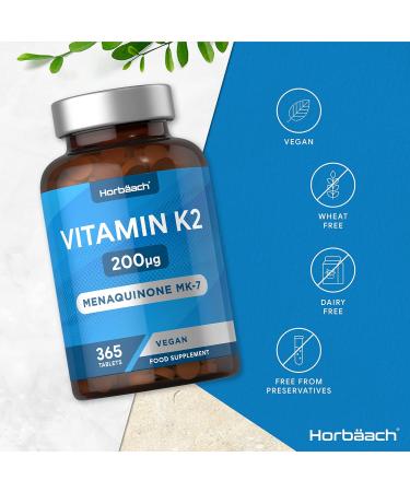 High Strength Vitamin K2 MK7 200ug | 365 Vegan Tablets | Bone Health Support | No Artificial Preservatives - Buy Online on GoSupps.com