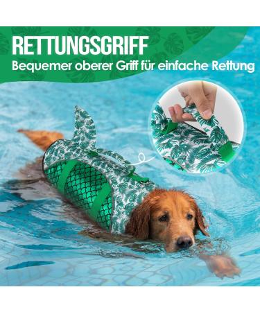 Eyin Dogs Swimming Jar | Shark-Shaped Dog Life Vest with Strong Buoyancy & Tear-Resistant Handle | Adjustable Size for Swimming Boating & Pool (Green M) - Buy Online on GoSupps.com