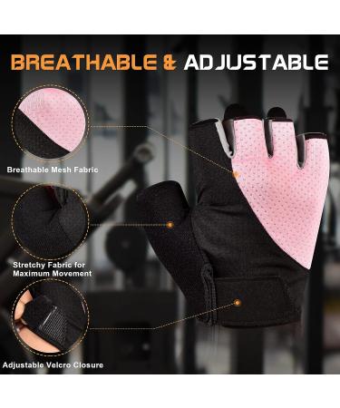 Sunnex Gym Gloves for Women - Lightweight Fingerless Workout Gloves for Weightlifting, Training, Cycling, Climbing - Breathable Fitness Gloves for Lifting - Small, Pink - Buy Online on GoSupps.com