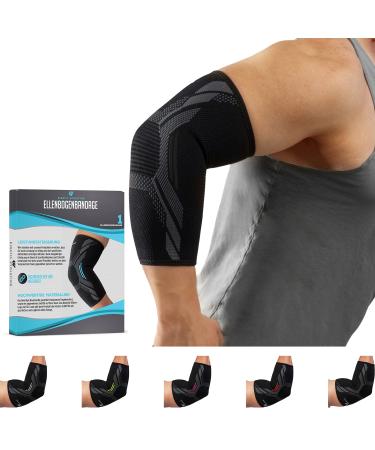 Kinetic evolution elbow bandage for women and men sport compression bandage against elbow pain breathable stabilized and supported sports bandage for tennis volleyball strength sport golf handball nordic walking xl black black