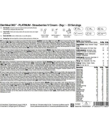 Protein Works | Diet Meal 360 PLATINUM Innovation Shake Repas Di t tique Soutient Perte de Poids 26 Vitamines & Min raux Graines de Lin Inuline Om ga 3 Fraise la Cr me 33 Repas 2kg Fraise La Cr me 2 kg (Lot de 1) - Buy Online on GoSupps.com