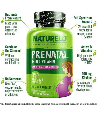 NATURELO Prenatal Multivitamin - Organic Whole Food  Gluten Free  180 Capsules - Buy Online on GoSupps.com
