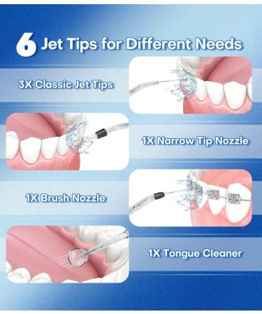Water Flosser Teeth Pick - 5 Modes Cordless Dental Floss | Portable 300ML IPX7 Waterproof Electric Cleaner with 6 Jet Tips - Buy Online on GoSupps.com