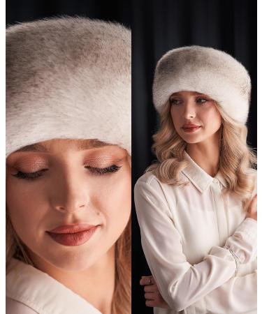 Futrzane Siberian Headband - Womens Faux Fur Headbands - Fluffy Russian Earband - Size XL (White with Black Siberian) - Buy Online on GoSupps.com