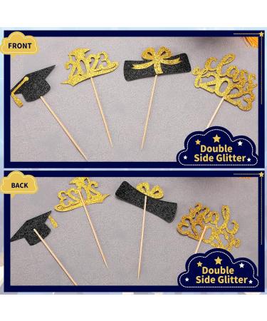 SANNIX 96Pcs Graduation Cupcake Toppers 2023 Double-Sided Glitter Graduation Themed Class of 2023 Grad Cap Diploma Cupcake Picks for Graduation Party Decorations 2023 Cake Topper Supplies (Gold) - Buy Online on GoSupps.com