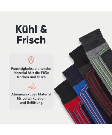 FM London Thermo Ski Socks for Men & Women (4-Pack) - Ergonomic Breathable Comfortable & Colorful Sizes 39-45 - Buy Online on GoSupps.com