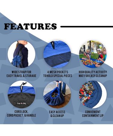 Lay-n-Go 2-in-1 Portable Toy Storage Organizer & Play Mat - Durable 60 Inch Design for Kids - Blue/Blue - Buy Online on GoSupps.com