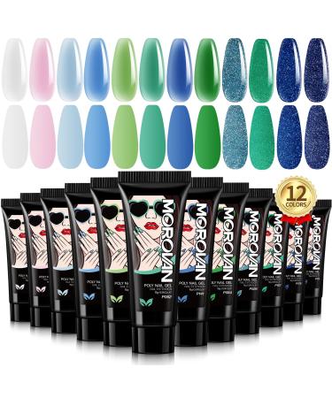 Morovan Poly Gel Nail Kit: Poly Gel Nail Polish Kit 12 Colors Poly Nail Gel Extensions Nail Kit Starter Kit DIY at home