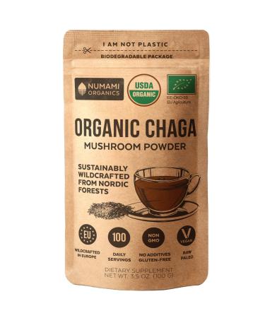 Organic Chaga Mushrooms Powder - Fine Powder to Make Chaga Tea for Immune Defense and More Energy  Organic Chaga is Wild Grown and Sustainably Harvested in Europe  Certified USDA Organic  100 servings Chaga Powder
