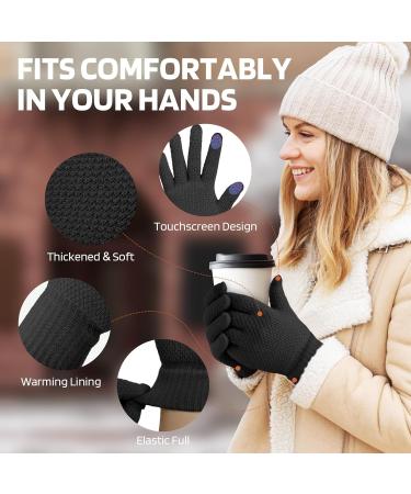 Winter Touchscreen Gloves for Men & Women | Windproof Elastic Thermal Wool Gloves in Black - Buy Online on GoSupps.com