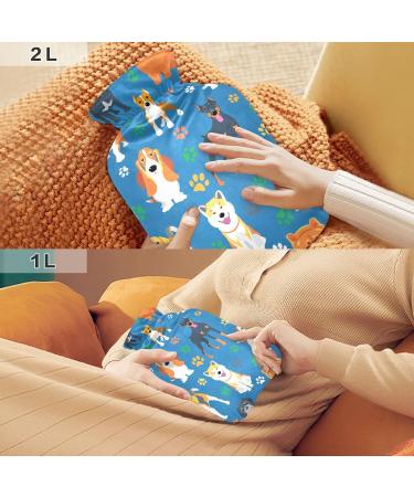 Hot Water Bottles with Dog Cover - 2L Pain Relief Bags for Pregnant Women & Bed Warmer - Buy Online on GoSupps.com