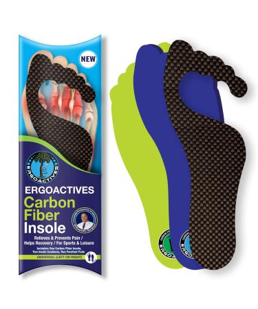 Ergoactives Carbon Fiber Insole Plus  Rigid with Padding for Men and Women (Sizes M 9-12 and W 7-9) Alleviates Morton's Neuromas  Hallux Limitus  Hallux Rigidus  Plantar Fasciitis (1 Unit) (Womens 9)