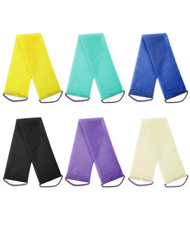 Kinlop 6 Pcs African Exfoliating Net Body Scrubber Long Net Bath with Ropes Sponge Exfoliating Back Scrubber Clean Exfoliating Washcloth African Bath Net Skin for Daily Shower  Bathing  Women  Men