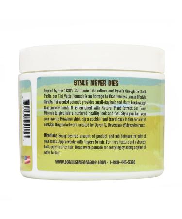 Don Juan Tiki Matte Pomade - 4 oz | Water-Based, High Hold, Matte Finish | Natural Plant Extracts, Ocean Minerals | Mai Tai Tropical Scent - Buy Online on GoSupps.com