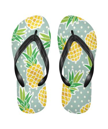 Mnsruu Pineapple Polka Dot Flip Flops for Home Hotel Spa Bedroom Travel XXL for Women Men XX-Large Multicolor