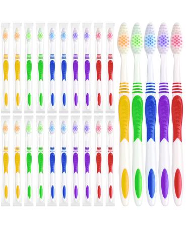 Bulk Toothbrushes 25 Pack | Individually Wrapped Travel Toothbrush Set for Adults & Kids | Made with a Medium-Soft Large Brush Head | BPA-Free & Disposable!
