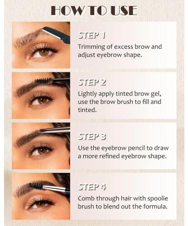 Waterproof Tinted Brow Gel Kit - Taupe & Dark Brown Eyebrow Mascara Pencil Razor & Brush Set for Perfect Eyebrows | International Shipping Available - Buy Online on GoSupps.com