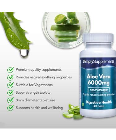 Aloe Vera Tablets 6000mg - Vegan & Vegetarian Friendly - 360 Tablets - UK Made - Buy Online on GoSupps.com