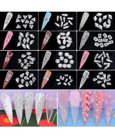 1840pcs Clear Crystal Nail Rhinestones Set - Multi-Shape Flat Back Transparent Gems for Nail Art DIY & Makeup - Buy Online on GoSupps.com