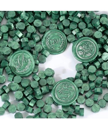 Mornajina Metallic Green Sealing Wax Beads Kit - 360 Pieces Octagon Wax Beads with Stamp Melting Spoons and Candles - Buy Online on GoSupps.com