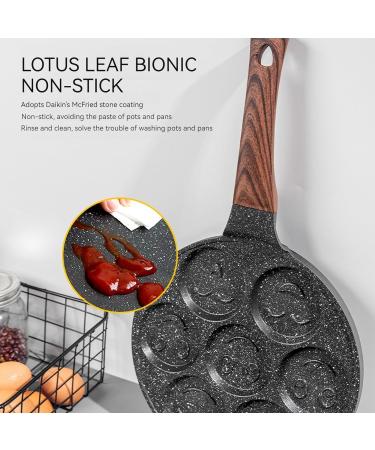 ZPRMMN 7 Holes Egg Frying Pan Multifunction Hamburger Steak Non Stick Pan Cooking Pan Cooking Utensils 7 holes Wooden Handles - Buy Online on GoSupps.com