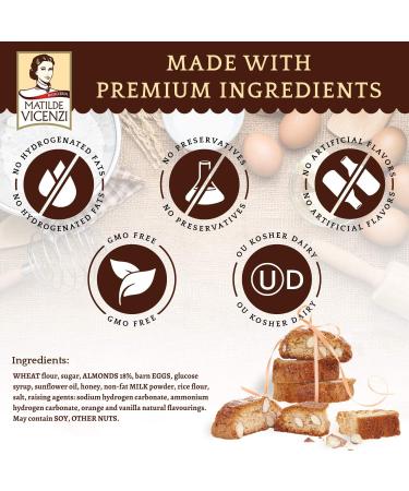 Matilde Vicenzi Cantuccini Almond Biscotti - Timeless Classic Crunchy Tuscan Pastry - Authentic Bite-Size Italian Biscuits With Real Whole Almonds For Coffee Tea Or Wine - Kosher Dairy - 7.93 oz Bag - Buy Online on GoSupps.com