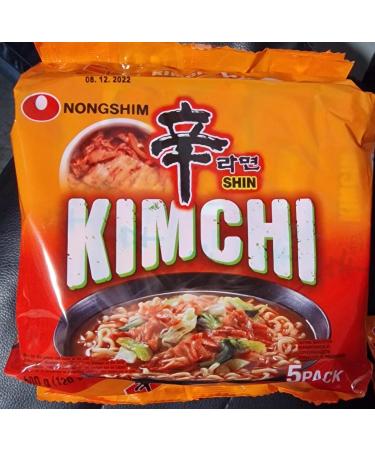 Nongshim Kimchi Ramyun 600g (120gx5) - Traditional Korean Spicy Noodles for Snacking, Stir-Frying, and Soups - Pack of 1 - Buy Online on GoSupps.com