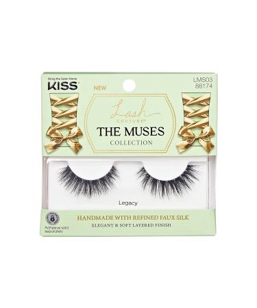 KISS Lash Couture The Muses Collection False Eyelashes - Legacy  Black  Rounded  Doe-Eyed  Refined Faux Silk  Contact Lens Friendly  Pliable Band  Comfortable  Reusable  Cruelty Free  Vegan | 1 Pair