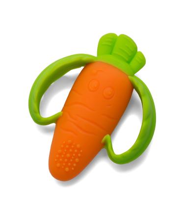 Infantino Lil' Nibble Teethers Carrot - Silicone Soft-Textured teether for Sensory Exploration and Teething Relief, with Easy to Hold Handles, 1 Count (Pack of 1)