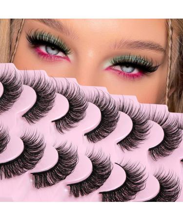 JIMIRE Faux Mink Fairy Lashes 3D Fluffy Peri Style Full Volume False Eyelashes Cat Eye 5D Multilayer Spiky Butterfly 15MM D Curly Fluffy Strip Fake Lashes 8 Pairs Pack