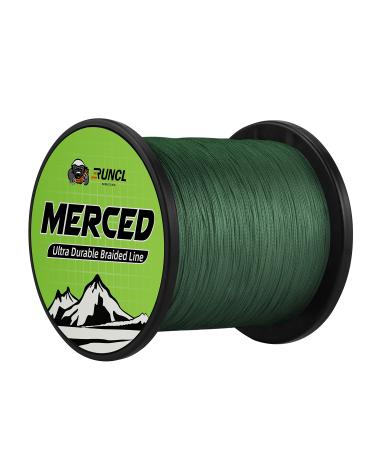 RUNCL Braided Fishing Line Merced, 1000 500 300 Yards Braided Line 4 8 Strands, 6-200LB - Proprietary Weaving Tech, Thin-Coating Tech, Stronger Smoother - Fishing Line for Freshwater Saltwater Moss Green 8LB(3.6kgs)/0.07mm - 300yds(4 Strands)