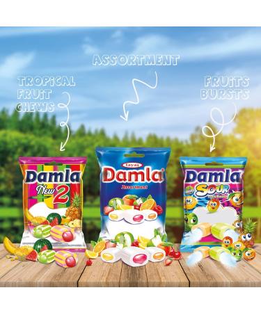 Buy DAMLA New2 1kg Chewy Candies - Fruity Caramels with Filling | Delicious Fruit Mix for International Delivery - Buy Online on GoSupps.com