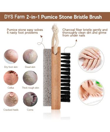 2-in-1 Nail Brushes for Cleaning Fingernails & Exfoliating Feet - Wooden Foot Scrubber with Pumice Stone | Manicure Pedicure Tools - Buy Online on GoSupps.com