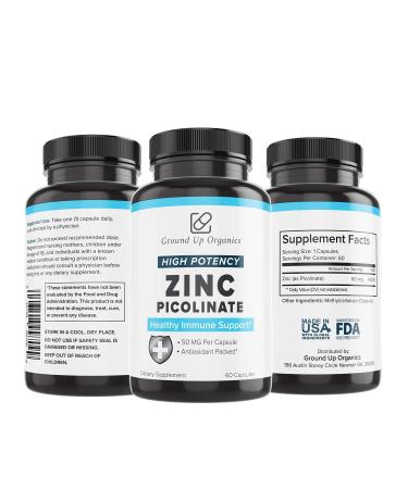 Ground Up Organics - Zinc Supplements High Potency - Supports Healthy Immune System - Gluten Free